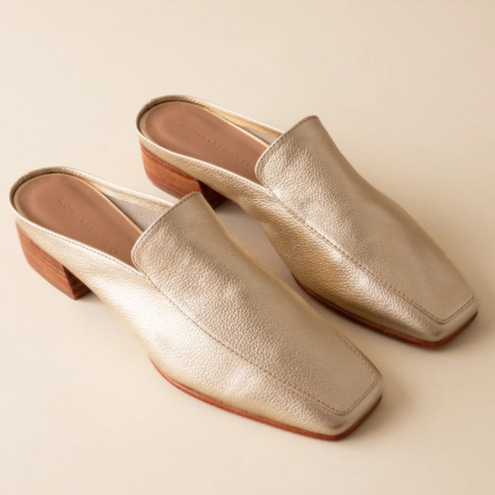 HUMA BLANCO FÉLIX GOLD MULES SIZE 7.5 (38) - Picture 6 of 7